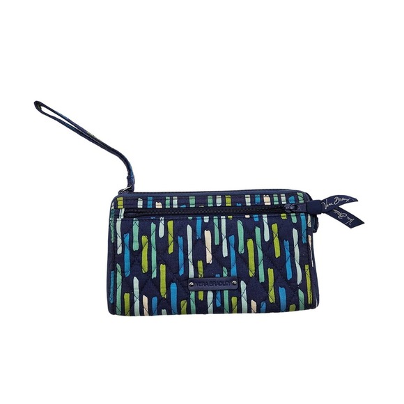 Vera Bradley Katalina Showers Front Zip Wristlet Blue Green White Light Blue - Picture 1 of 7